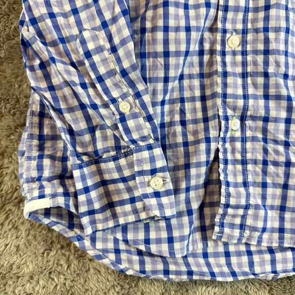 Crewcuts Boys Button Down Light Weight Shirt Gingham Check Plaid Blue 6 7 - Picture 4 of 7
